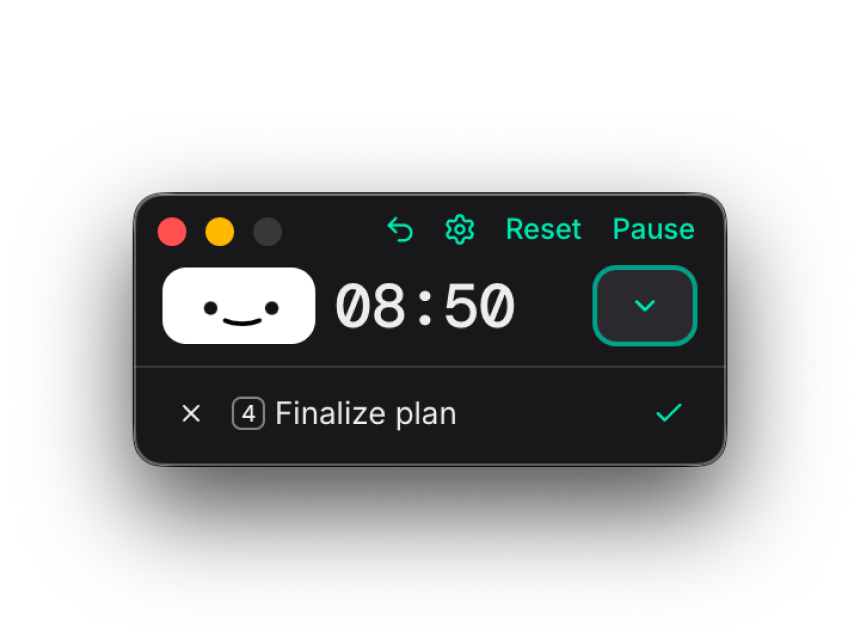 Stoja in compact mode with timer and task